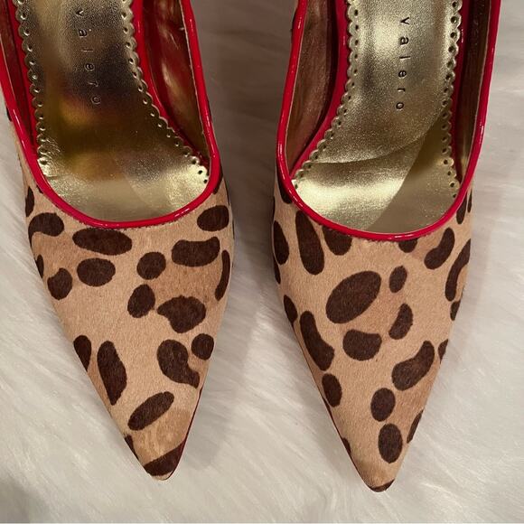 Martinez Valero Leather Calf Hair Leopard Multi Tone Heels Pumps Camel Red 5.5 - Picture 15 of 15